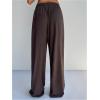 image:imageMakeMeChic Womens Summer Beach Baggy Pants Y2k Drawstring Low Waist Wide Leg Lounge PantsCoffee Brown