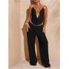 image:imageMakeMeChic Womens Summer Beach Wide Leg Pants Swimsuit Coverup Low Waist Knit Baggy Lounge PantsBlack