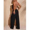 image:imageMakeMeChic Womens Summer Beach Wide Leg Pants Swimsuit Coverup Low Waist Knit Baggy Lounge PantsBlack