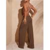 image:imageMakeMeChic Womens Summer Beach Wide Leg Pants Swimsuit Coverup Low Waist Knit Baggy Lounge PantsBrown
