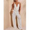 image:imageMakeMeChic Womens Summer Beach Wide Leg Pants Swimsuit Coverup Low Waist Knit Baggy Lounge PantsWhite