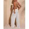 image:imageMakeMeChic Womens Summer Beach Wide Leg Pants Swimsuit Coverup Low Waist Knit Baggy Lounge PantsWhite