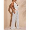 image:imageMakeMeChic Womens Summer Beach Wide Leg Pants Swimsuit Coverup Low Waist Knit Baggy Lounge PantsWhite