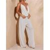 image:imageMakeMeChic Womens Summer Beach Wide Leg Pants Swimsuit Coverup Low Waist Knit Baggy Lounge PantsWhite