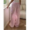 image:imageMakeMeChic Womens Summer Pants Elastic Waist Y2K Bow Striped Drawstring Straight Leg Lounge PantsPink