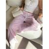 image:imageMakeMeChic Womens Summer Pants Elastic Waist Y2K Bow Striped Drawstring Straight Leg Lounge PantsPink