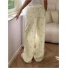 image:imageMakeMeChic Womens Summer Pants Elastic Waist Y2K Bow Striped Drawstring Straight Leg Lounge PantsYellow