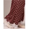 image:imageMakeMeChic Womens Summer Polka Dots Lace Pants Drawstring Low Rise Wide Leg Lounge TrousersBrown