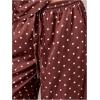 image:imageMakeMeChic Womens Summer Polka Dots Lace Pants Drawstring Low Rise Wide Leg Lounge TrousersBrown