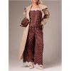 image:imageMakeMeChic Womens Summer Polka Dots Lace Pants Drawstring Low Rise Wide Leg Lounge TrousersBrown