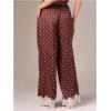 image:imageMakeMeChic Womens Summer Polka Dots Lace Pants Drawstring Low Rise Wide Leg Lounge TrousersBrown