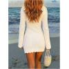 image:imageMakeMeChic Womens Swimsuit Coverup Crochet Mini Dress Bathing Suit Beach Cover UpPlain White