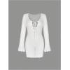 image:imageMakeMeChic Womens Swimsuit Coverup Crochet Mini Dress Bathing Suit Beach Cover UpPlain White