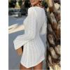 image:imageMakeMeChic Womens Swimsuit Coverup Crochet Mini Dress Bathing Suit Beach Cover UpWhite Solid
