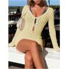 image:imageMakeMeChic Womens Swimsuit Coverup Crochet Mini Dress Bathing Suit Beach Cover UpYellow