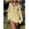 image:imageMakeMeChic Womens Swimsuit Coverup Crochet Mini Dress Bathing Suit Beach Cover UpYellow