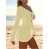 image:imageMakeMeChic Womens Swimsuit Coverup Crochet Mini Dress Bathing Suit Beach Cover UpYellow