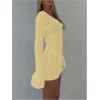 image:imageMakeMeChic Womens Swimsuit Coverup Crochet Mini Dress Bathing Suit Beach Cover UpYellow