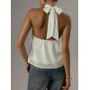image:imageMakeMeChic Womens Tie Back Halter Tops Sheer Swiss Dots Knot Backless Sleeveless TankApricot