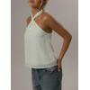 image:imageMakeMeChic Womens Tie Back Halter Tops Sheer Swiss Dots Knot Backless Sleeveless TankApricot