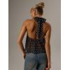 image:imageMakeMeChic Womens Tie Back Halter Tops Sheer Swiss Dots Knot Backless Sleeveless TankBlack and White