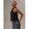 image:imageMakeMeChic Womens Tie Back Halter Tops Sheer Swiss Dots Knot Backless Sleeveless TankBlack and White