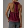 image:imageMakeMeChic Womens Tie Back Halter Tops Sheer Swiss Dots Knot Backless Sleeveless TankBurgundy Red