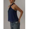 image:imageMakeMeChic Womens Tie Back Halter Tops Sheer Swiss Dots Knot Backless Sleeveless TankDark Blue