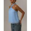 image:imageMakeMeChic Womens Tie Back Halter Tops Sheer Swiss Dots Knot Backless Sleeveless TankLight Blue