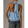 image:imageMakeMeChic Womens Tie Back Halter Tops Sheer Swiss Dots Knot Backless Sleeveless TankLight Blue