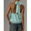 image:imageMakeMeChic Womens Tie Back Halter Tops Sheer Swiss Dots Knot Backless Sleeveless TankLight Green