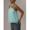 image:imageMakeMeChic Womens Tie Back Halter Tops Sheer Swiss Dots Knot Backless Sleeveless TankLight Green