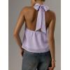image:imageMakeMeChic Womens Tie Back Halter Tops Sheer Swiss Dots Knot Backless Sleeveless TankMauve Purple