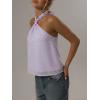 image:imageMakeMeChic Womens Tie Back Halter Tops Sheer Swiss Dots Knot Backless Sleeveless TankMauve Purple