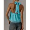 image:imageMakeMeChic Womens Tie Back Halter Tops Sheer Swiss Dots Knot Backless Sleeveless TankMint Blue