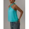image:imageMakeMeChic Womens Tie Back Halter Tops Sheer Swiss Dots Knot Backless Sleeveless TankMint Blue