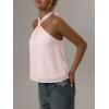 image:imageMakeMeChic Womens Tie Back Halter Tops Sheer Swiss Dots Knot Backless Sleeveless TankPink