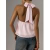 image:imageMakeMeChic Womens Tie Back Halter Tops Sheer Swiss Dots Knot Backless Sleeveless TankPink