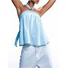 image:imageMakeMeChic Womens Tie Back Halter Tops Sheer Swiss Dots Knot Backless Sleeveless TankStriped Blue