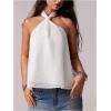 image:imageMakeMeChic Womens Tie Back Halter Tops Sheer Swiss Dots Knot Backless Sleeveless TankWhite