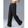 image:imageMakeMeChic Womens Wide Leg Workout Pants Quick Dry Low Waist Athletic Pants Active WearBlack