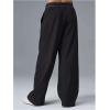 image:imageMakeMeChic Womens Wide Leg Workout Pants Quick Dry Low Waist Athletic Pants Active WearBlack