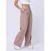 image:imageMakeMeChic Womens Wide Leg Workout Pants Quick Dry Low Waist Athletic Pants Active WearPink