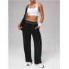 image:imageMakeMeChic Womens Workout Track Pants Wide Leg Athletic Gym Pants Active WearBlack