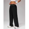 image:imageMakeMeChic Womens Workout Track Pants Wide Leg Athletic Gym Pants Active WearBlack