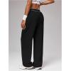 image:imageMakeMeChic Womens Workout Track Pants Wide Leg Athletic Gym Pants Active WearBlack