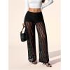 image:imageMakeMeChic Womens Y2K Lace Pants Wide Leg Sheer Mesh Low Rise Trousers PantsBlack