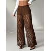 image:imageMakeMeChic Womens Y2K Lace Pants Wide Leg Sheer Mesh Low Rise Trousers PantsBrown