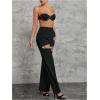 image:imageMakeMeChic Womens Y2K Party Cut Out Rhinestone Pants Pearl Beaded Straight Leg TrousersBlack