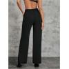 image:imageMakeMeChic Womens Y2K Party Cut Out Rhinestone Pants Pearl Beaded Straight Leg TrousersBlack